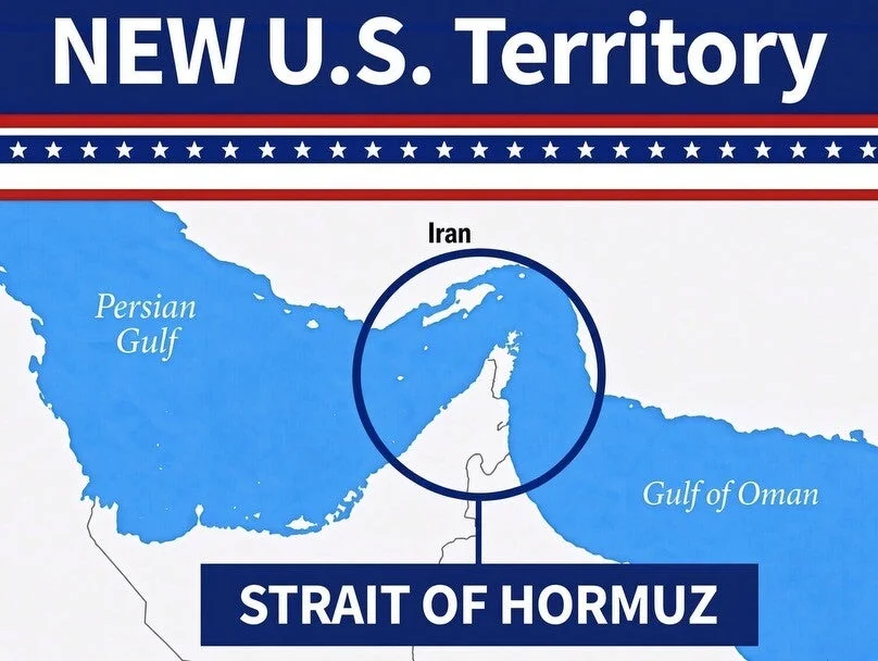 Trump's Truth Social post circled the strait as well as some Iranian territory on its northern and eastern borders