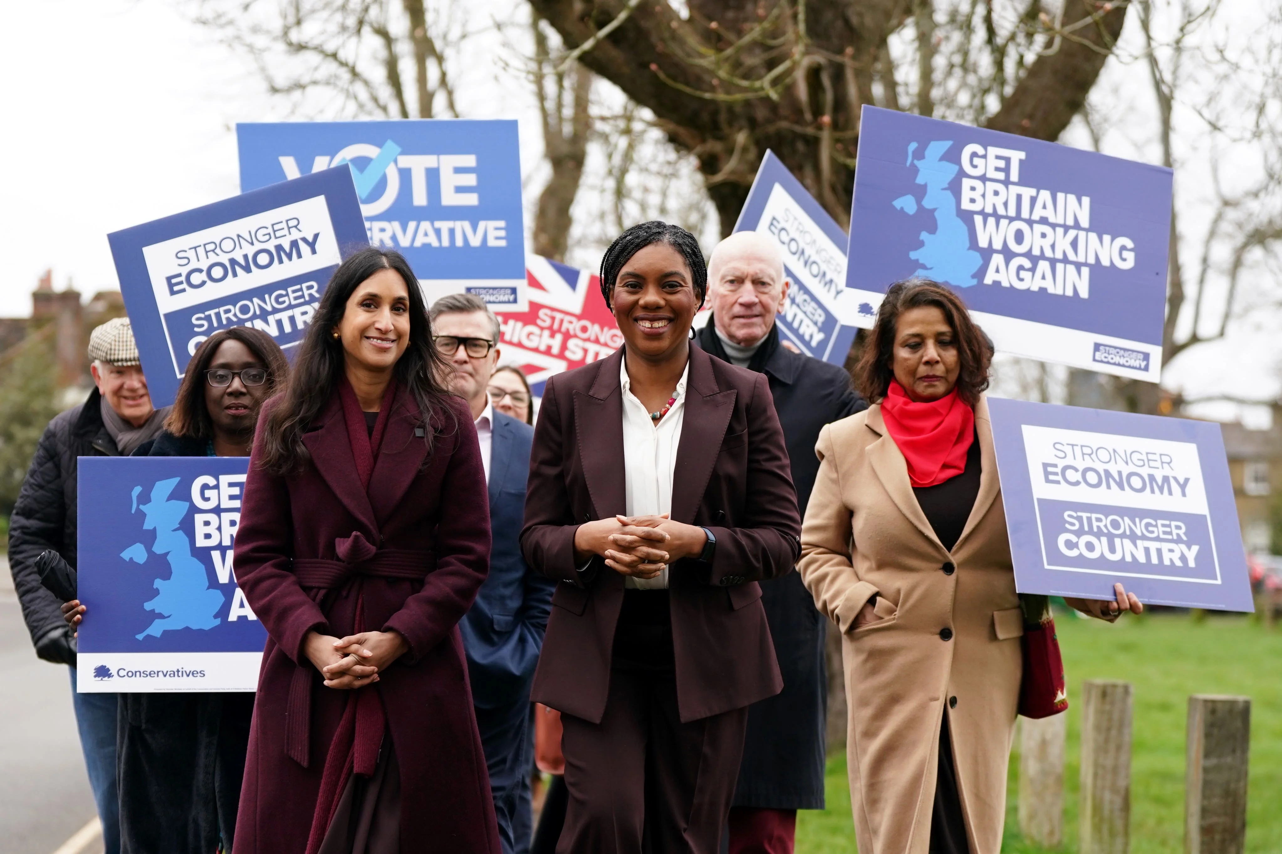 Conservative Party leader Kemi Badenoch and and shadow energy secretary Claire Coutinho during a visit in March (Ben Whitley/PA)