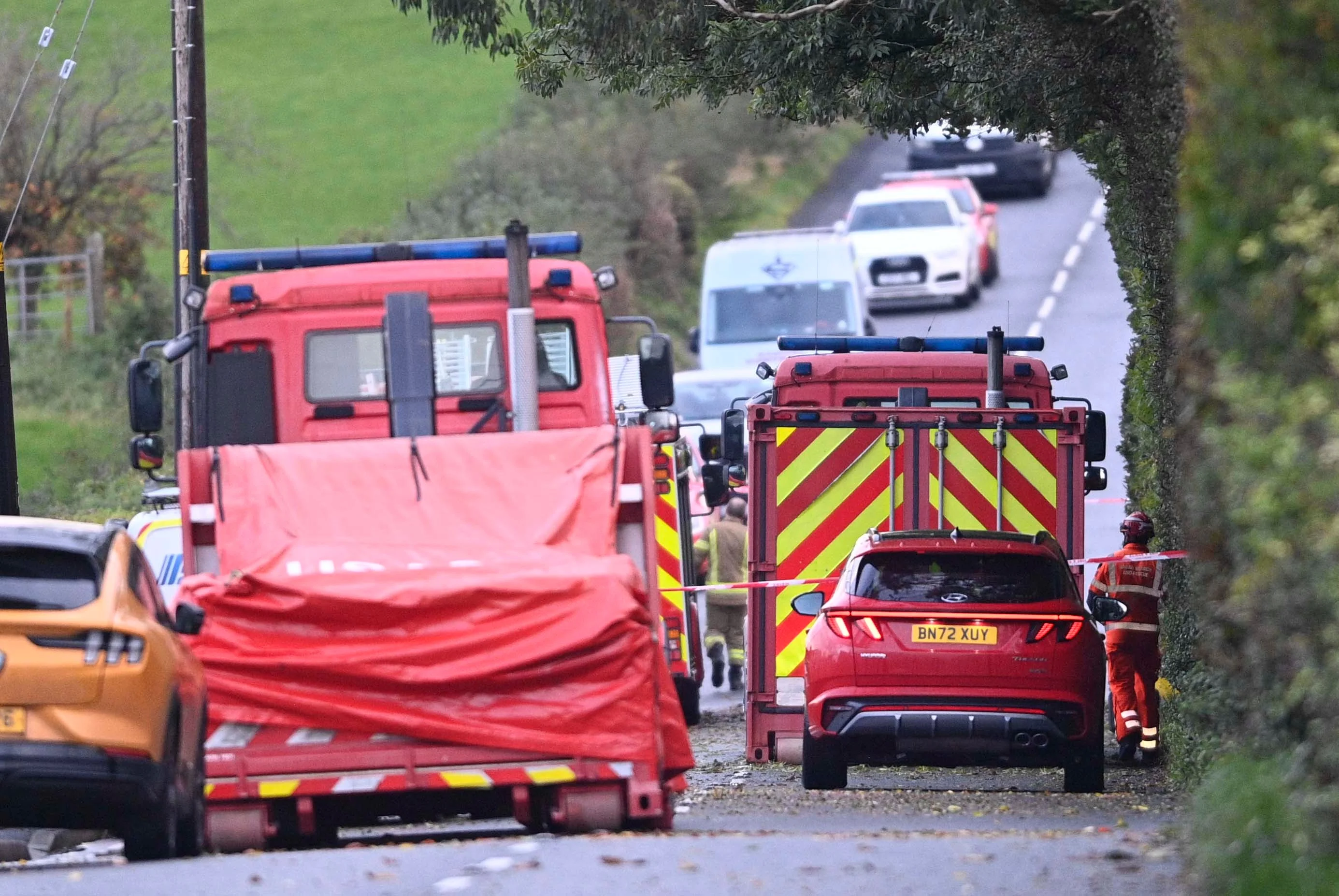Emergency services at the scene in Crossnacreevy