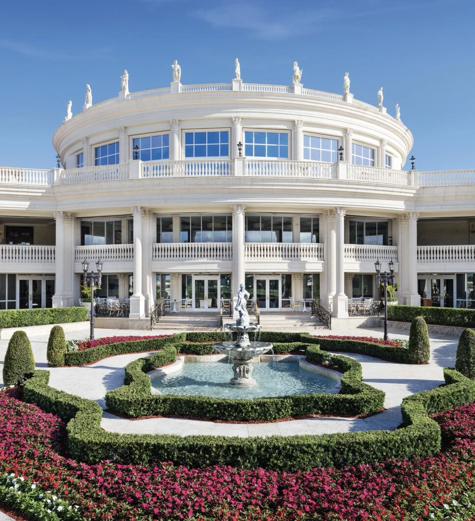 Trump posted the Times ’ image alongside another photo showing the clubhouse with a bright white facade and surrounded by lush gardens. He claimed the second image was more accurate than the ‘one doctored by The Times’